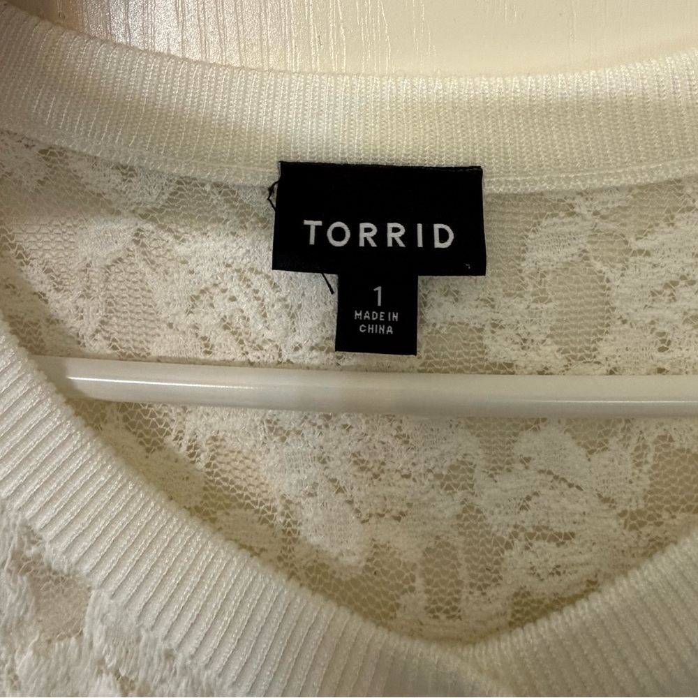 Torrid Cream Lace Knit Top - Picture 3 of 4